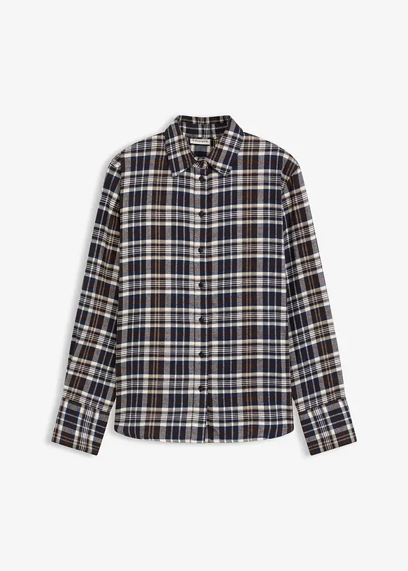 Flanell-Hemd aus reiner Baumwolle in weiß von vorne - bonprix Flanell-Hemd aus reiner Baumwolle in weiß von vorne - bonprix