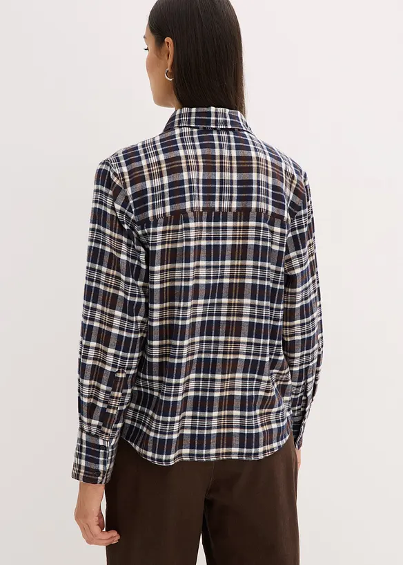 Flanell-Hemd aus reiner Baumwolle in weiß von hinten (im Anschnitt) - bonprix Flanell-Hemd aus reiner Baumwolle in weiß von hinten (im Anschnitt) - bonprix