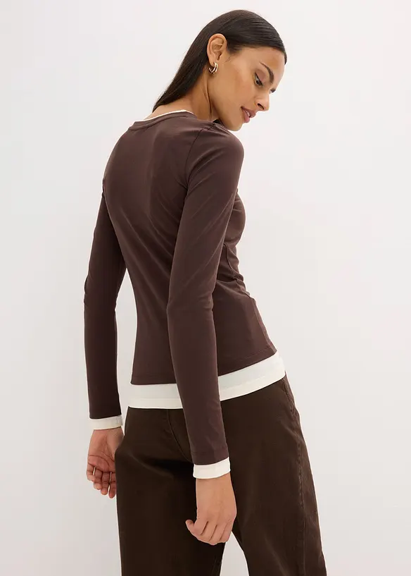 Langarmshirt aus Baumwollmix in braun von hinten (im Anschnitt) - bonprix Langarmshirt aus Baumwollmix in braun von hinten (im Anschnitt) - bonprix