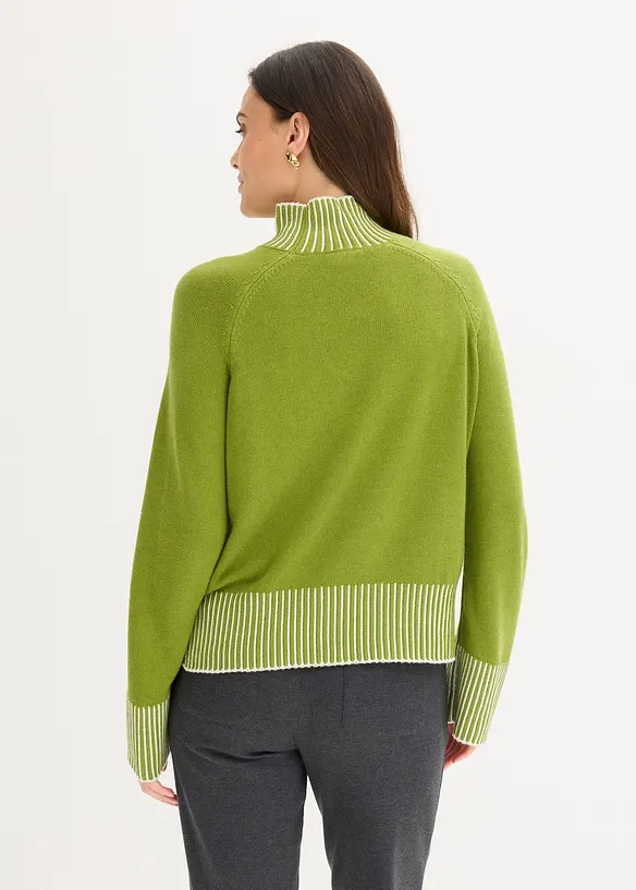 Stehkragenpullover aus weichem Kaschmir-Mix in grün von hinten (im Anschnitt) - bonprix Stehkragenpullover aus weichem Kaschmir-Mix in grün von hinten (im Anschnitt) - bonprix