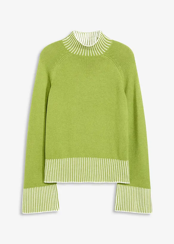 Stehkragenpullover aus weichem Kaschmir-Mix in grün von vorne - bonprix Stehkragenpullover aus weichem Kaschmir-Mix in grün von vorne - bonprix