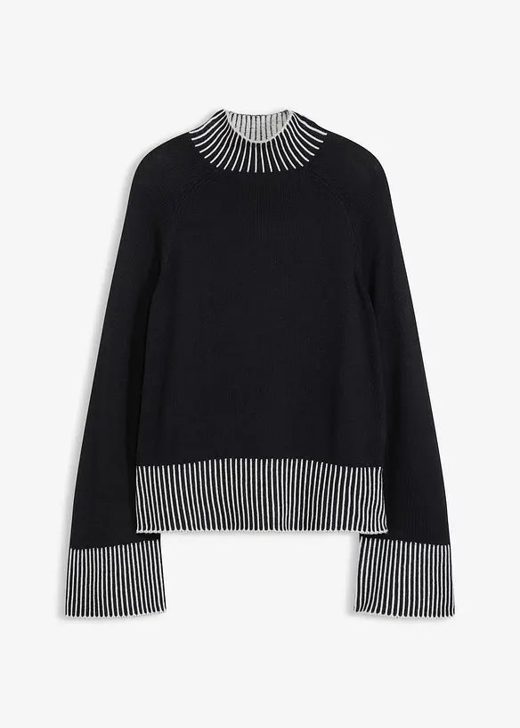 Stehkragenpullover aus weichem Kaschmir-Mix in schwarz von vorne - bonprix Stehkragenpullover aus weichem Kaschmir-Mix in schwarz von vorne - bonprix