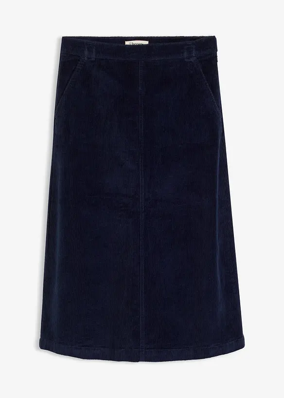 Midi-Cordrock aus Baumwoll-Mix in blau von vorne - bonprix Midi-Cordrock aus Baumwoll-Mix in blau von vorne - bonprix