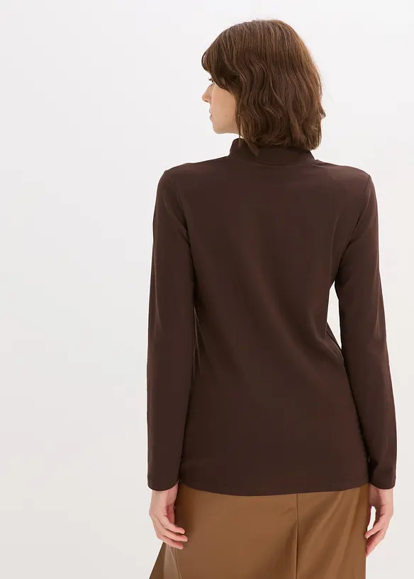 Figurbetontes Langarmshirt in braun von hinten (im Anschnitt) - bonprix Figurbetontes Langarmshirt in braun von hinten (im Anschnitt) - bonprix