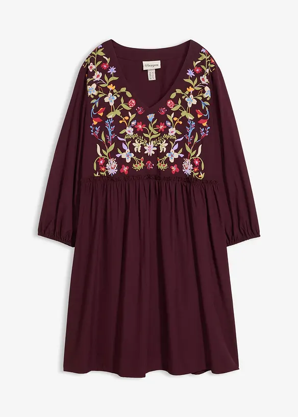 Tunika-Kleid mit Puffprint aus fließender Viskose in rot von vorne - bonprix Tunika-Kleid mit Puffprint aus fließender Viskose in rot von vorne - bonprix