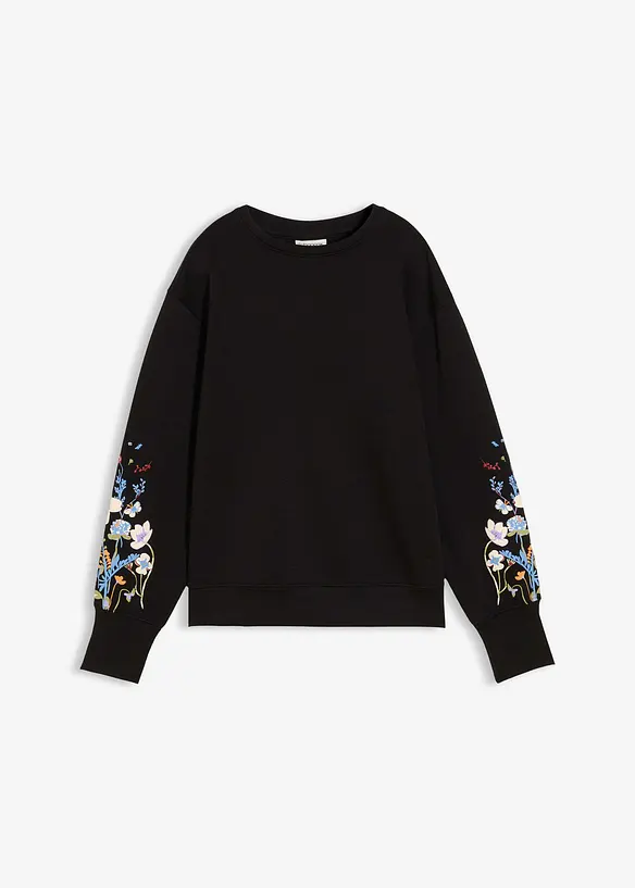 Sweatshirt aus Baumwoll-Mix in schwarz von vorne - bonprix Sweatshirt aus Baumwoll-Mix in schwarz von vorne - bonprix