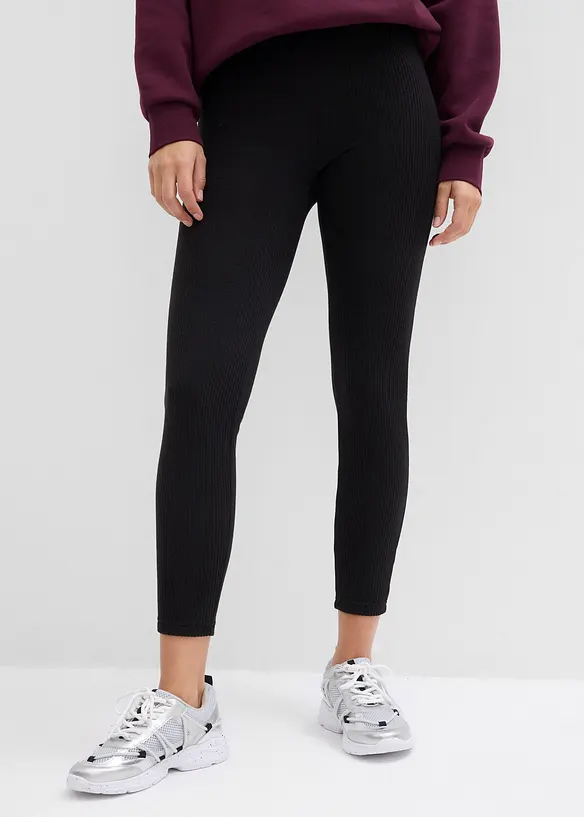Warme gerippte Thermo-Leggings in schwarz von vorne - bonprix Warme gerippte Thermo-Leggings in schwarz von vorne - bonprix