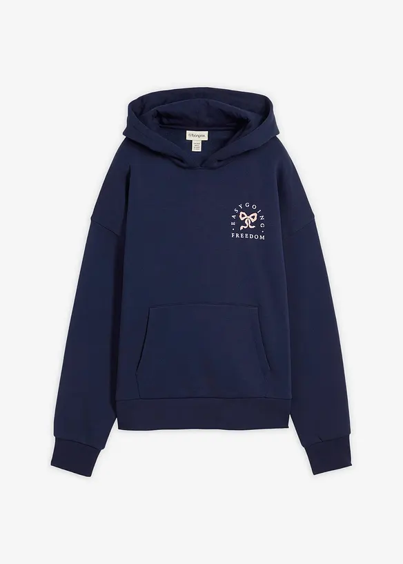 Oversize-Sweatshirt aus Baumwoll-Mix in blau von vorne - bonprix