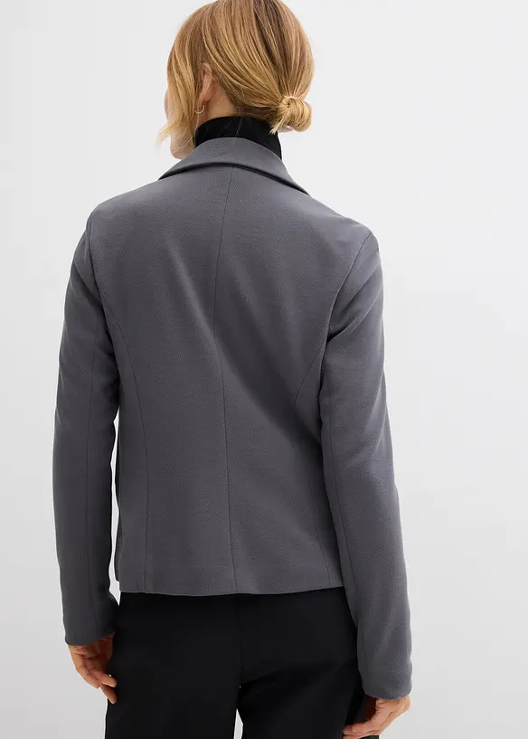 Sweatblazer mit fließender Viskose in grau von hinten (im Anschnitt) - bonprix