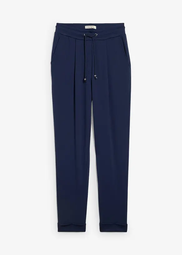Schlupfhose mit fließender Viskose in blau von vorne - bonprix Schlupfhose mit fließender Viskose in blau von vorne - bonprix
