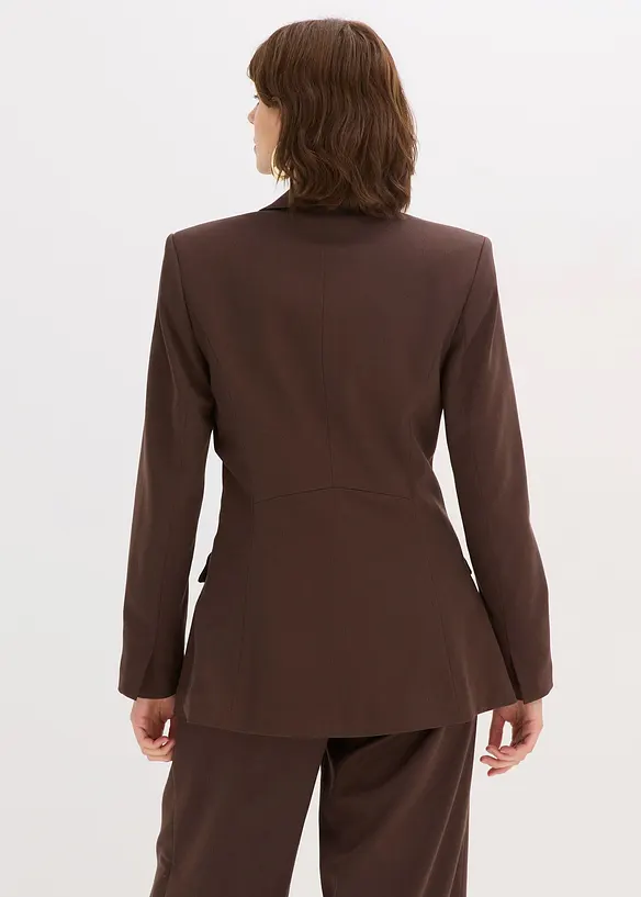 Taillierter Blazer mit 1-Knopf-Verschluss in braun von hinten (im Anschnitt) - bonprix
