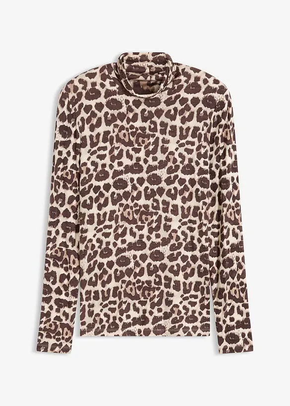 Langarmshirt aus softem Viskose-Mix in braun von vorne - bonprix