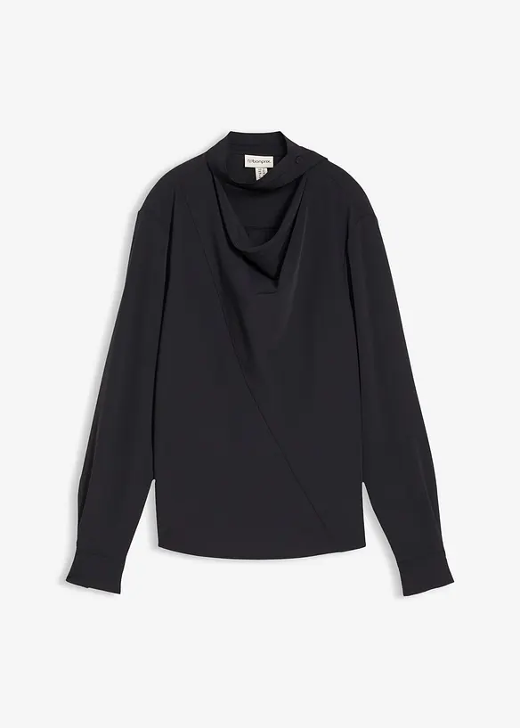 Leicht glänzendes Blusenshirt in schwarz von vorne - bonprix