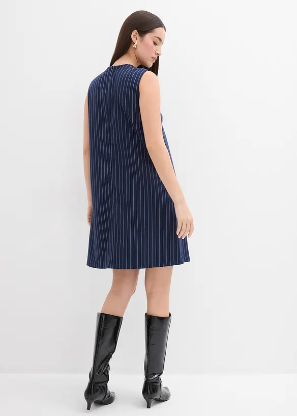 Nadelstreifen Minikleid aus Viskose-Mix in blau von hinten (Totalaufnahme) - bonprix