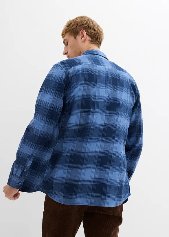 Flanellhemd aus reiner Bio Baumwolle in blau von hinten (im Anschnitt) - bonprix