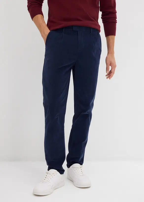 Regular Fit Cordhose, Tapered in blau von vorne - bonprix Regular Fit Cordhose, Tapered in blau von vorne - bonprix