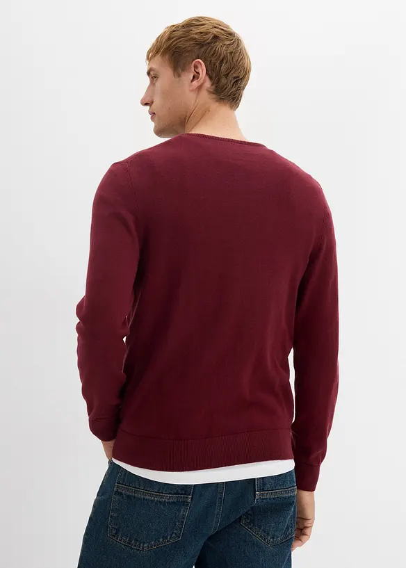 Feinstrickpullover mit edler Merinowolle in rot von hinten (im Anschnitt) - bonprix