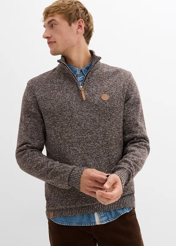 Pullover in Regular Fit in braun von vorne (im Anschnitt) - bonprix