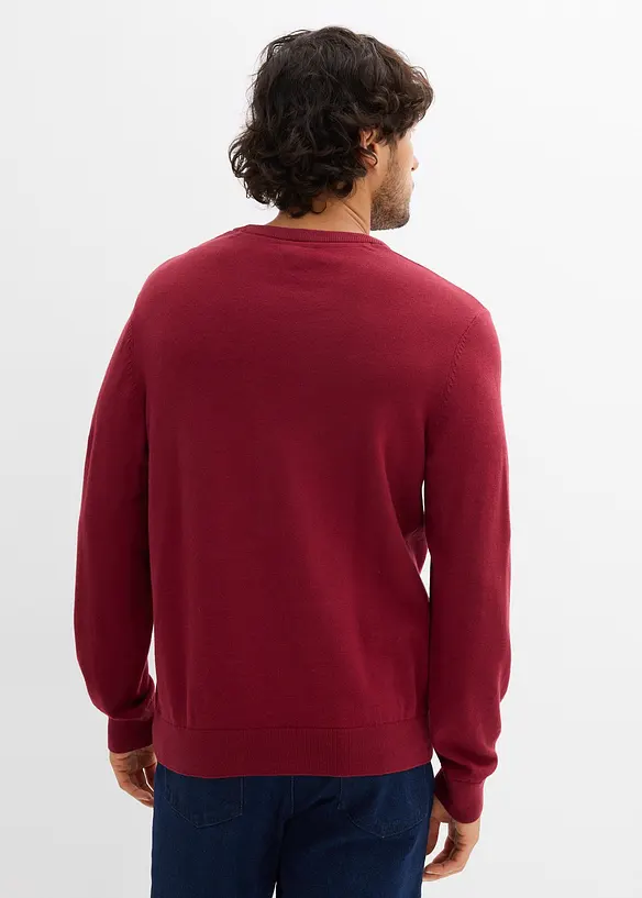 Feinstrickpullover in Regular Fit in rot von hinten (im Anschnitt) - bonprix