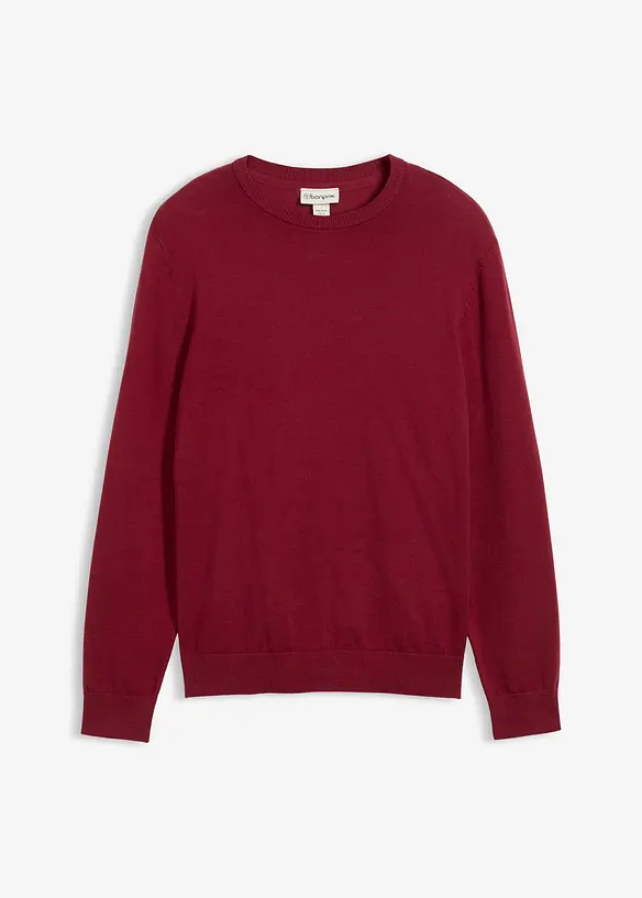 Feinstrickpullover in Regular Fit in rot von vorne - bonprix