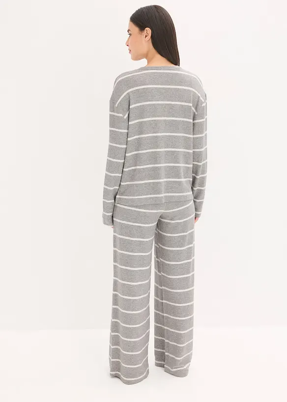 Weit geschnittener Loungewear Hausanzug aus weichem schweren Material in grau von hinten (Totalaufnahme) - bonprix