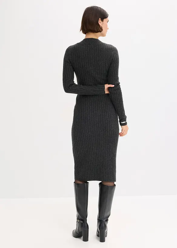 Strickkleid mit Wollanteil in grau von hinten (Totalaufnahme) - bonprix Strickkleid mit Wollanteil in grau von hinten (Totalaufnahme) - bonprix