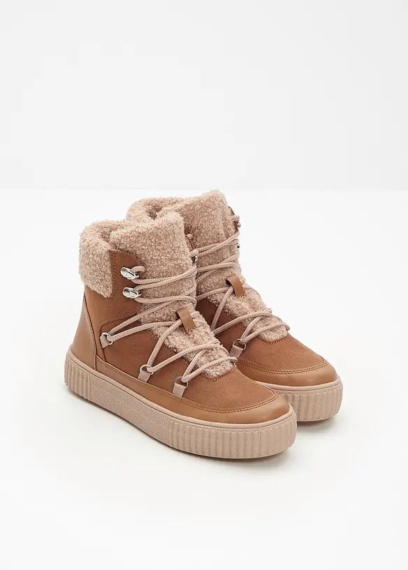 Gefütterte Schnürboots in braun - bonprix