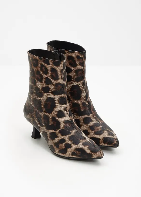 Stiefeletten im Animal-Look in braun - bonprix