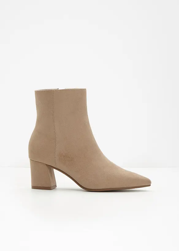 Stiefeletten mit Blockabsatz in beige - bonprix