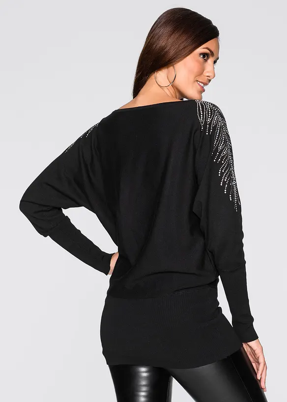 Feinstrickpullover aus Viskose-Mix in schwarz von hinten (im Anschnitt) - bonprix Feinstrickpullover aus Viskose-Mix in schwarz von hinten (im Anschnitt) - bonprix