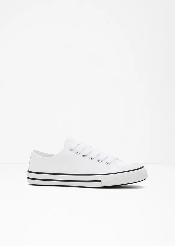 Sneaker aus Baumwoll-Canvas in weiß von vorne - bonprix