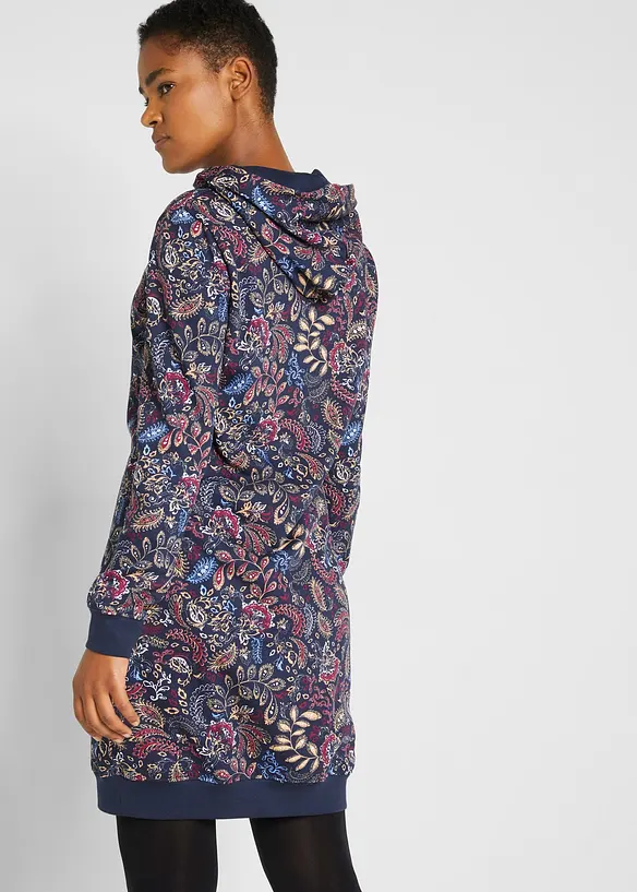 Sweatkleid, bedruckt, langarm in blau von hinten (Totalaufnahme) - bonprix Sweatkleid, bedruckt, langarm in blau von hinten (Totalaufnahme) - bonprix