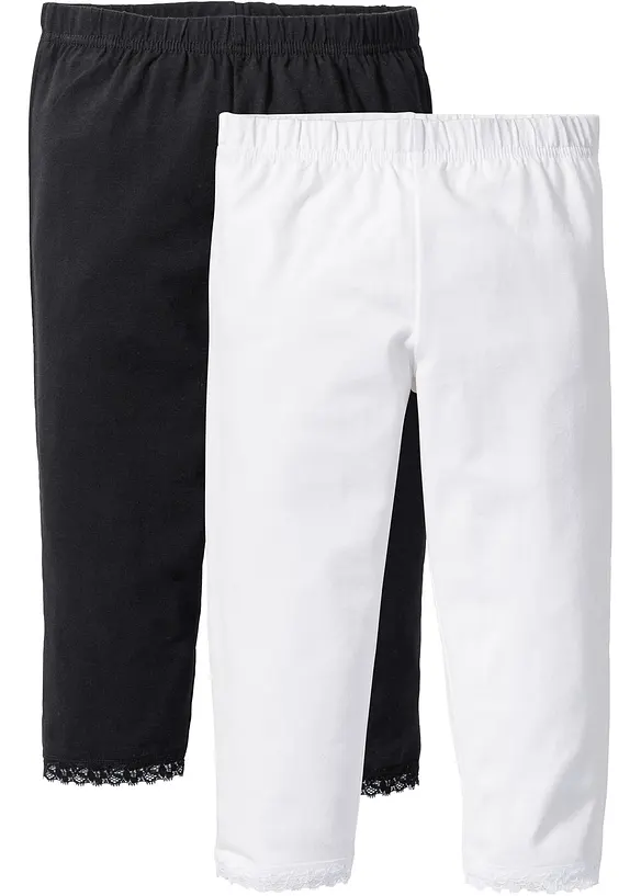 Capri-Leggings mit Bio-Baumwolle (2er Pack) in weiß von vorne - bonprix