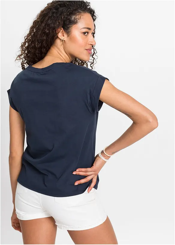 T-Shirt mit floralem Print in blau von hinten (im Anschnitt) - bonprix T-Shirt mit floralem Print in blau von hinten (im Anschnitt) - bonprix