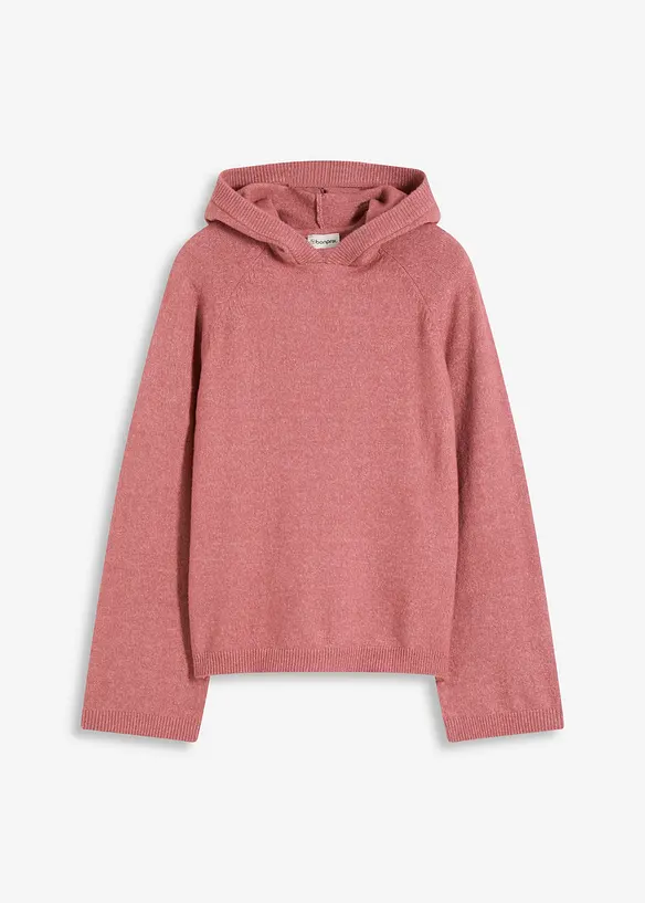Strick-Hoodie in lila von vorne - bonprix