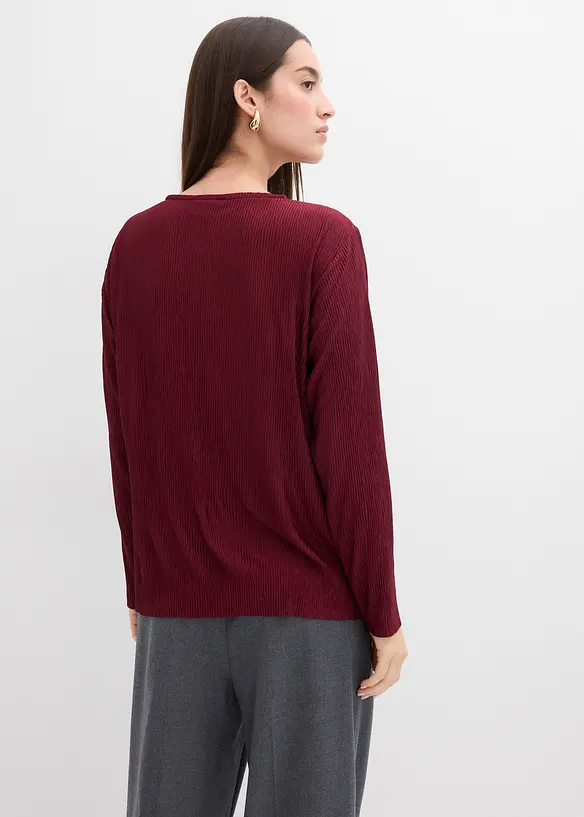 Langarmshirt mit Struktureffekt in rot von hinten (im Anschnitt) - bonprix