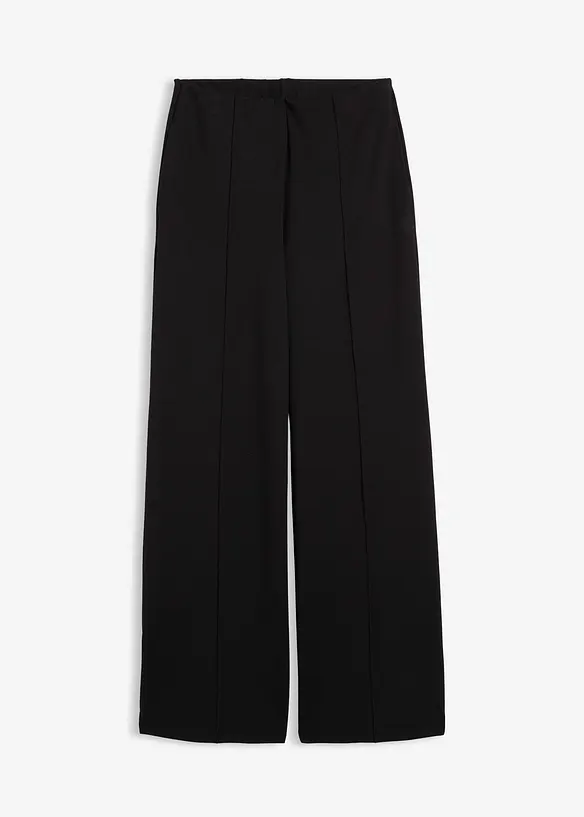 Palazzo-Hose aus bequemen Punto di Roma in schwarz von vorne - bonprix Palazzo-Hose aus bequemen Punto di Roma in schwarz von vorne - bonprix