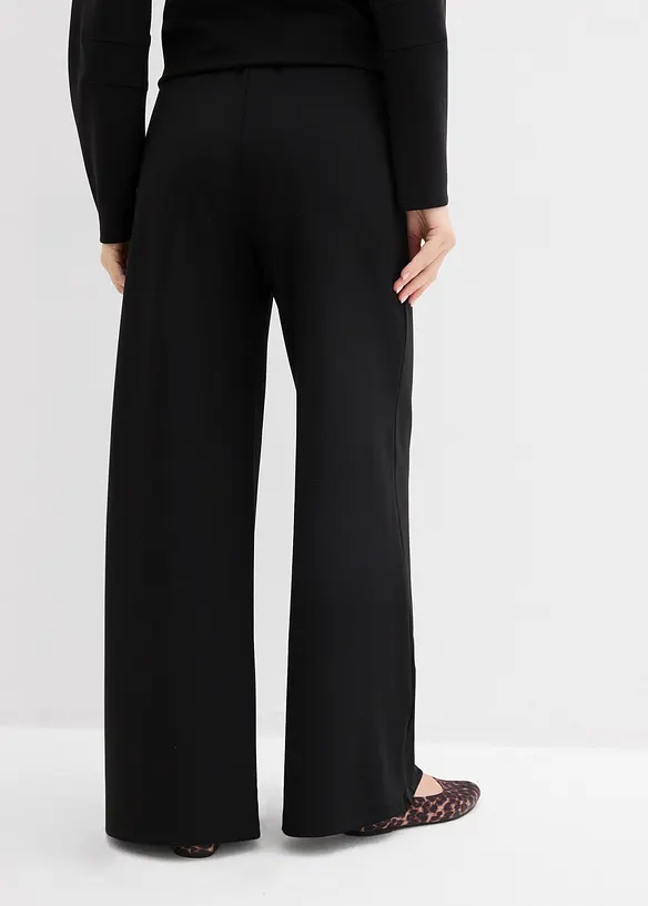 Palazzo-Hose aus bequemen Punto di Roma in schwarz von hinten - bonprix Palazzo-Hose aus bequemen Punto di Roma in schwarz von hinten - bonprix