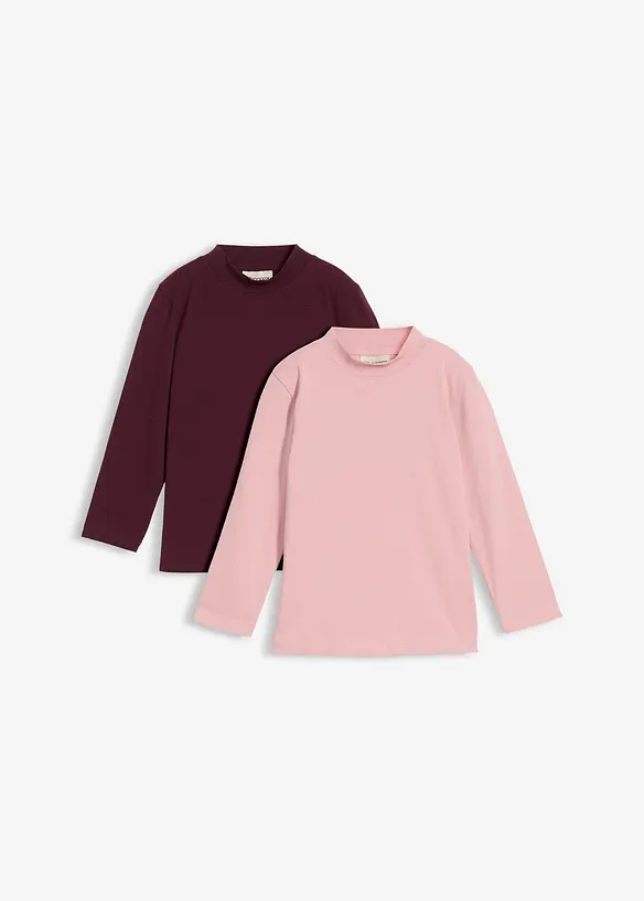 Langarmshirt aus elastischem Bio-Baumwoll-Mix (2er Pack) in rosa von vorne - bonprix Langarmshirt aus elastischem Bio-Baumwoll-Mix (2er Pack) in rosa von vorne - bonprix
