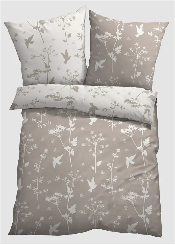 Wendbare Linon-Bettwäsche in beige von vorne - bonprix