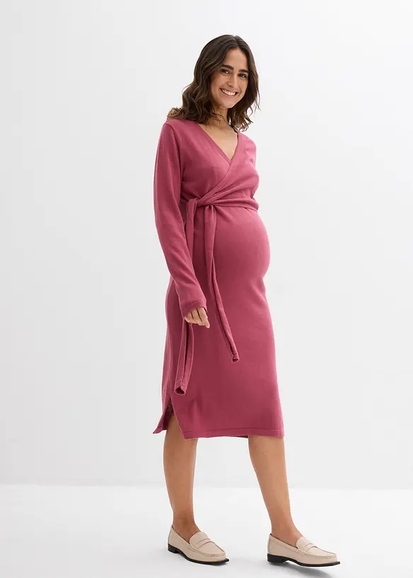 Wickelkleid für die Schwangerschaft und danach aus reiner Baumwolle in lila von vorne (Totalaufnahme) - bonprix