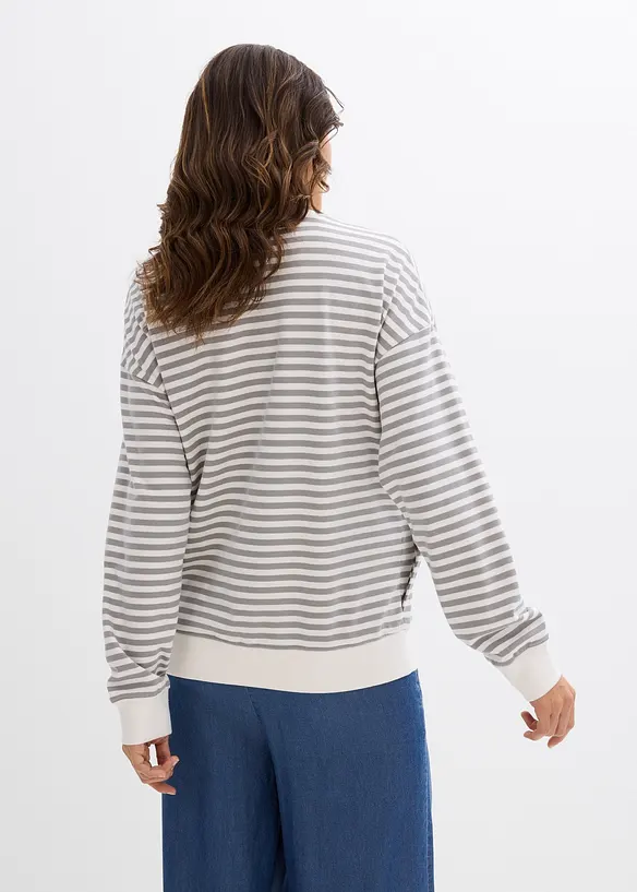 Umstandssweatshirt und Stillsweatshirt aus Bio-Baumwolle in grau von hinten (im Anschnitt) - bonprix
