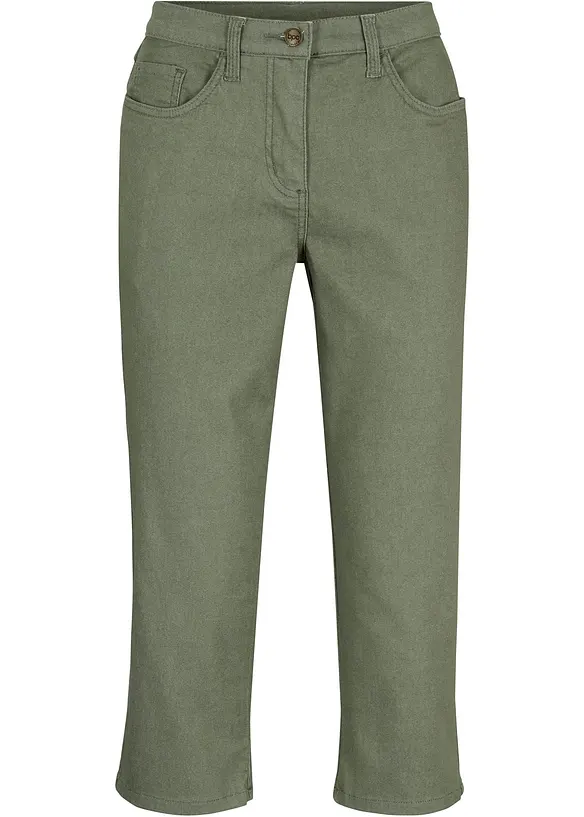 3/4 Jeans mit Bequembund aus Baumwoll-Mix in grün von vorne - bonprix 3/4 Jeans mit Bequembund aus Baumwoll-Mix in grün von vorne - bonprix