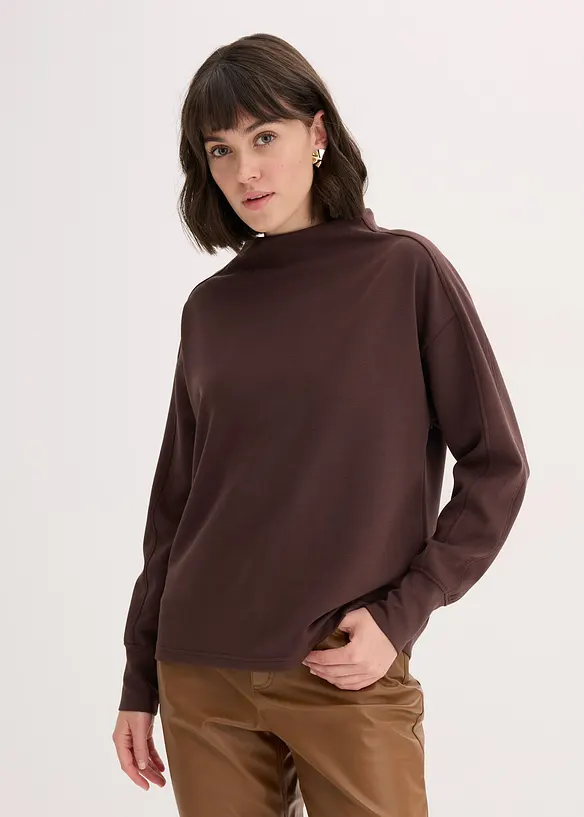 Oversize-Sweatshirt aus weichem Scuba in braun von vorne (im Anschnitt) - bonprix Oversize-Sweatshirt aus weichem Scuba in braun von vorne (im Anschnitt) - bonprix