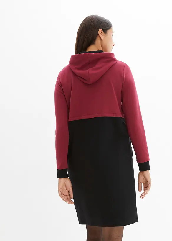 2-in-1 Umstands- und Still-Sweatkleid in schwarz von hinten (Totalaufnahme) - bonprix