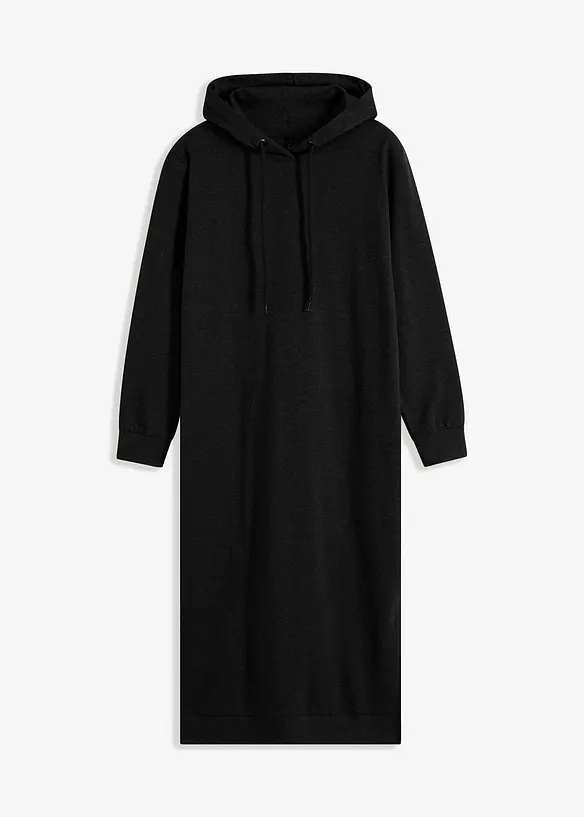 Sweatkleid mit Kapuze in schwarz von vorne - bonprix Sweatkleid mit Kapuze in schwarz von vorne - bonprix