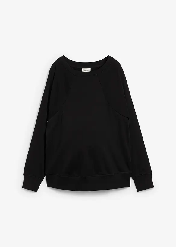 2-in-1 Umstands- und Still-Sweatshirt aus Bio-Baumwolle in schwarz von vorne - bonprix 2-in-1 Umstands- und Still-Sweatshirt aus Bio-Baumwolle in schwarz von vorne - bonprix