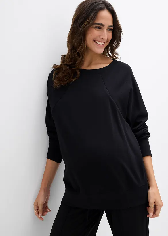 2-in-1 Umstands- und Still-Sweatshirt aus Bio-Baumwolle in schwarz von vorne (im Anschnitt) - bonprix 2-in-1 Umstands- und Still-Sweatshirt aus Bio-Baumwolle in schwarz von vorne (im Anschnitt) - bonprix
