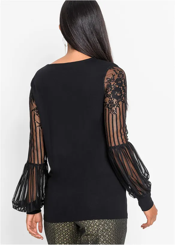 Langarmshirt aus Viskose-Mix in schwarz von hinten (im Anschnitt) - bonprix Langarmshirt aus Viskose-Mix in schwarz von hinten (im Anschnitt) - bonprix