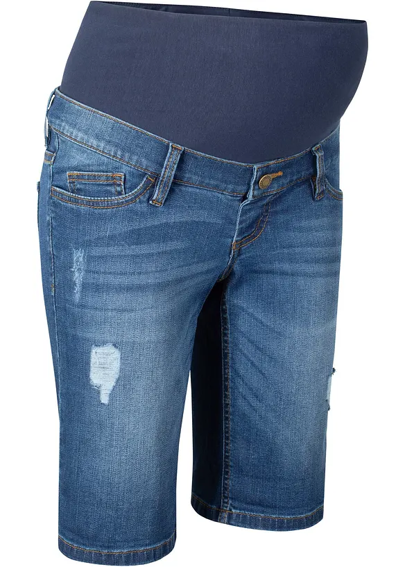 Umstands-Jeans-Bermuda, Regular Fit in blau von der Seite - bonprix Umstands-Jeans-Bermuda, Regular Fit in blau von der Seite - bonprix